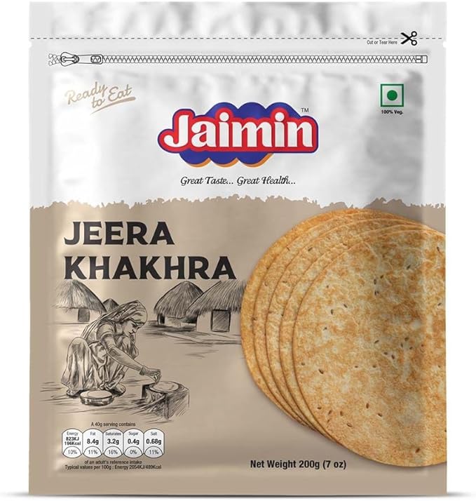 611qEGaUNQL._AC_SX679_ Jaimin Jeera Khakhra 200g - Image 1