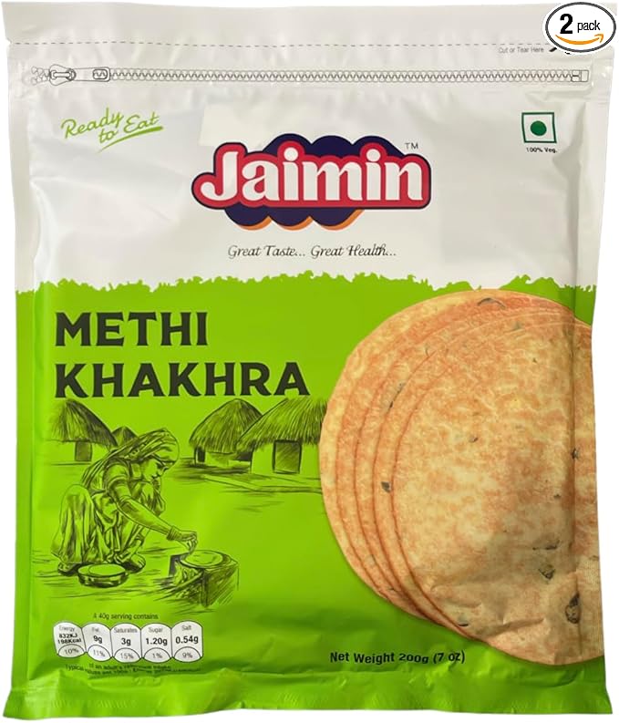 61eLs8lXlAL._AC_SX679_PIbundle-2,TopRight,0,0_SH20_ Jaimin Methi Khakhra 200gm - Image 1